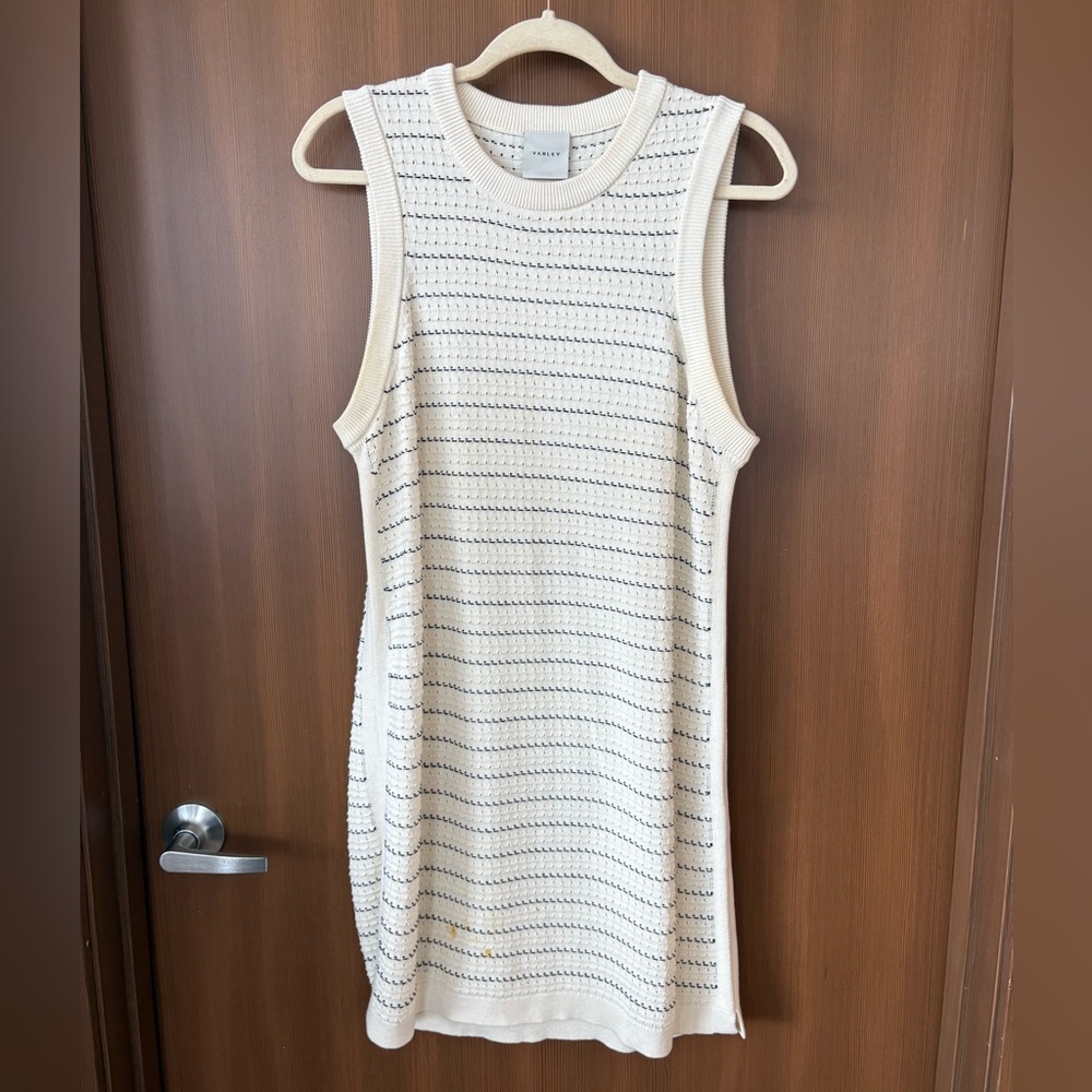 Varley Cream and Black Striped Dress